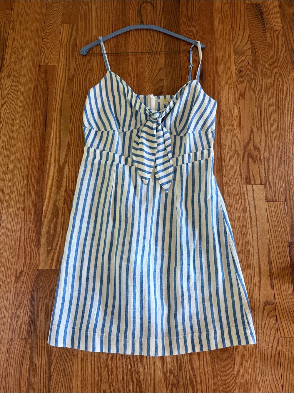 Boden Blue and White Striped Tie-Front Sundress